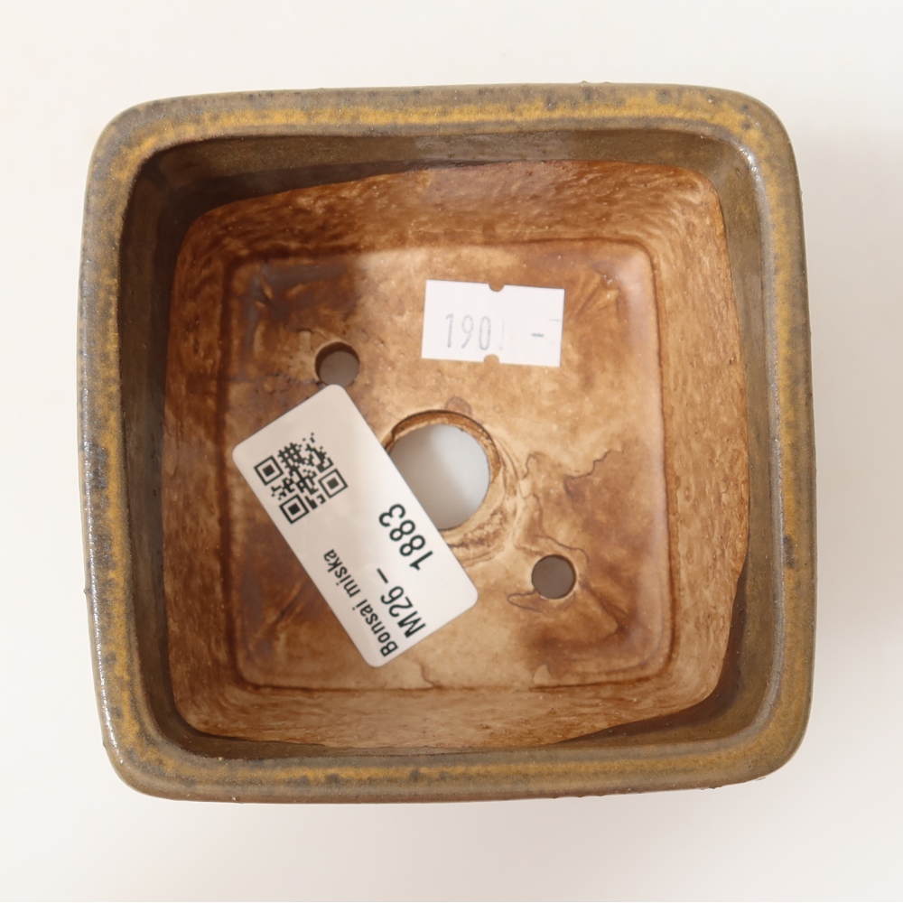 Keramická miska na bonsaje 8,5 x 8,5 x 5,5 cm, hnedá
