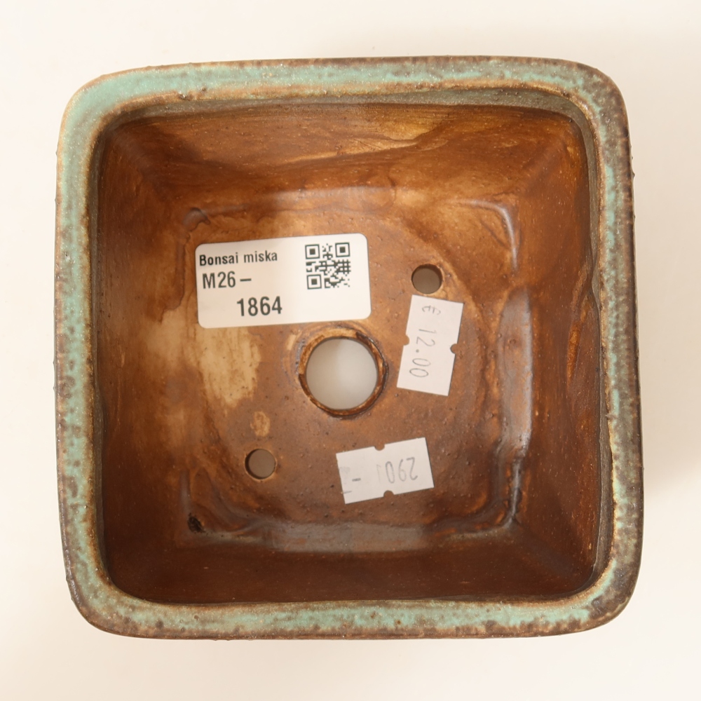 Keramická miska na bonsai 10,5 x 10,5 x 7 cm, farba zelená