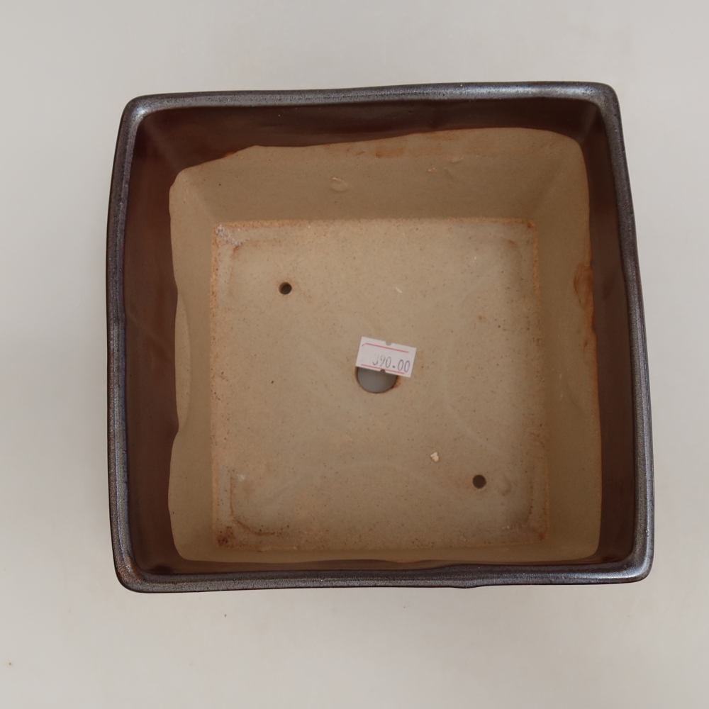 Keramická miska na bonsaje 15 x 15 x 10,5 cm, farba kovu