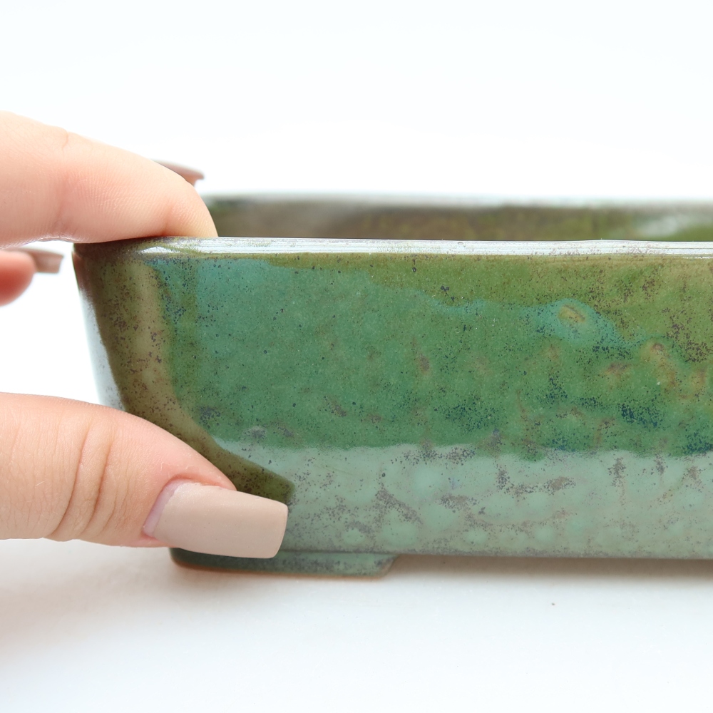 Keramická miska na bonsai 16 x 10,5 x 5,5 cm, farba zelená