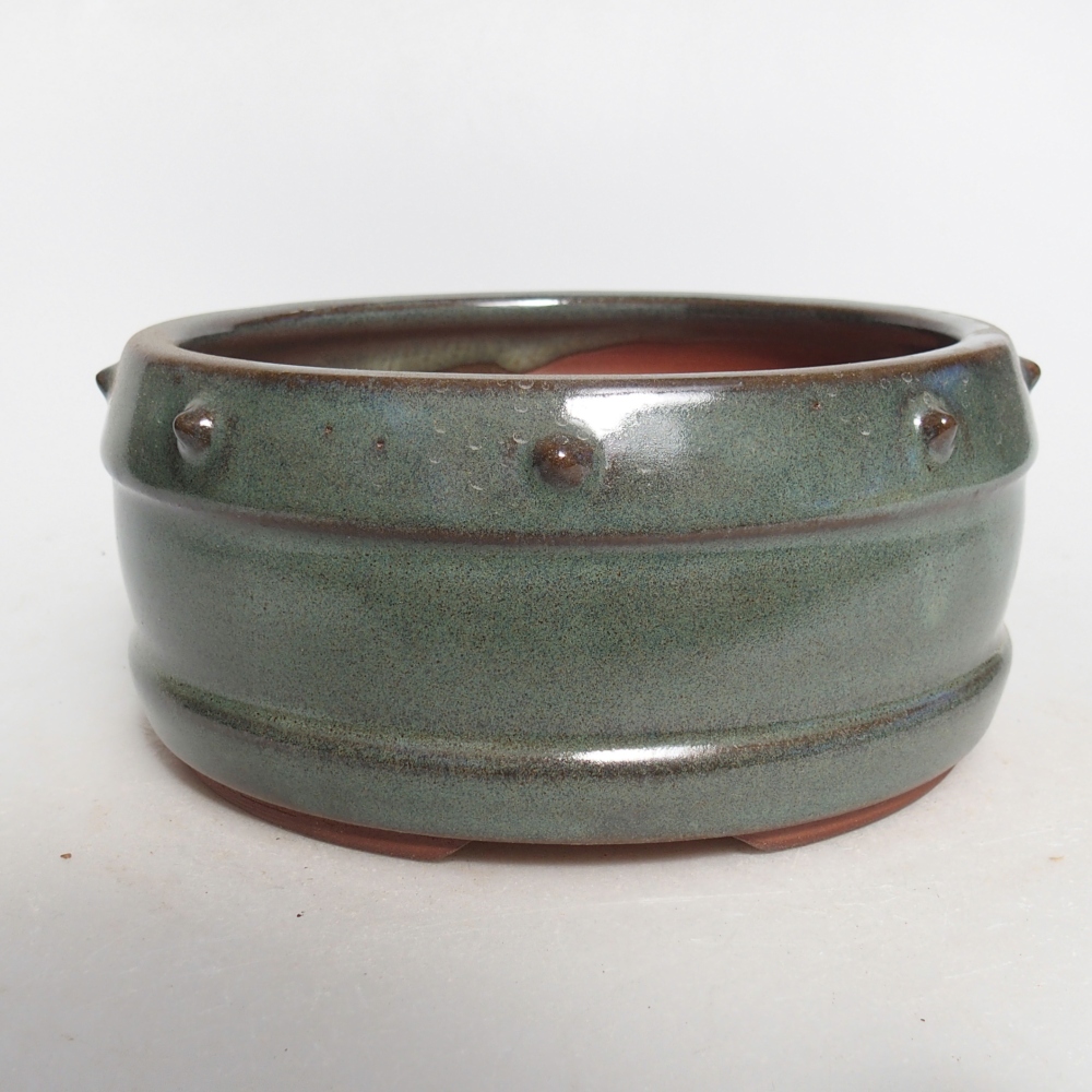 Keramická miska na bonsaje 14,5 x 14,5 x 7 cm, zelená