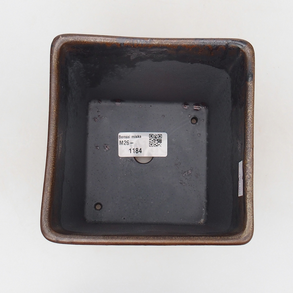 Keramická miska na bonsaje 13 x 13 x 13 cm, hnedá
