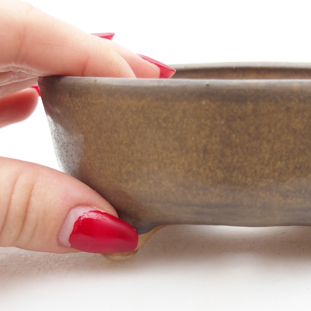 Keramická miska na bonsaje 11 x 11 x 4,5 cm, hnedá