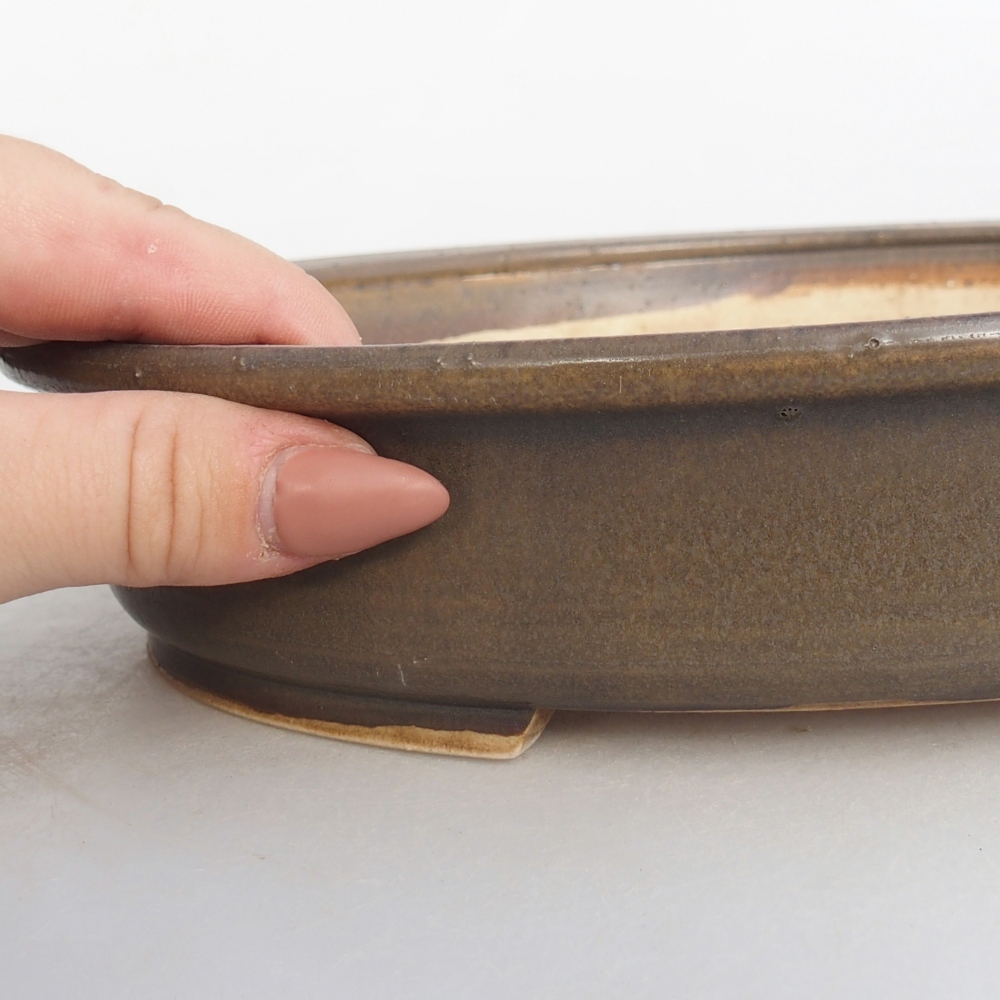 Keramická miska na bonsaje 24 x 20,5 x 5 cm, hnedá