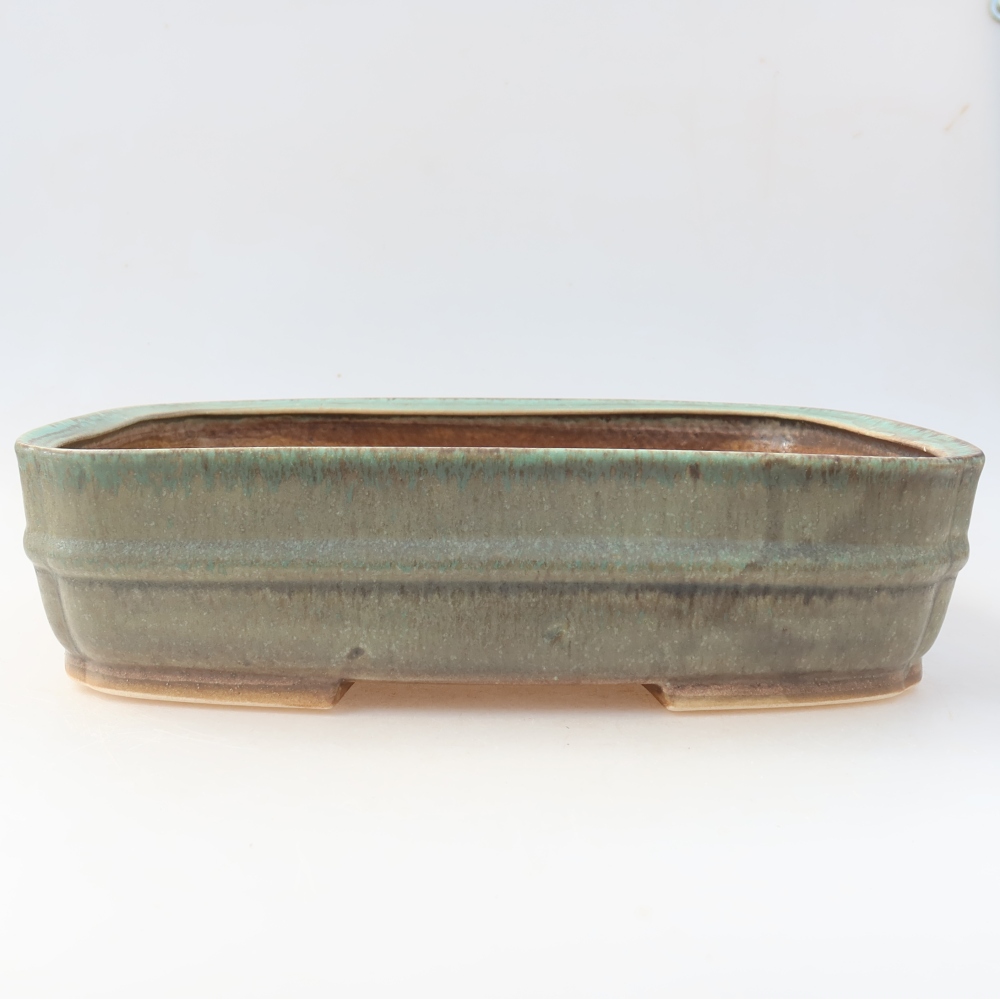 Keramická miska na bonsaje 29 x 23 x 7 cm, farba zelená