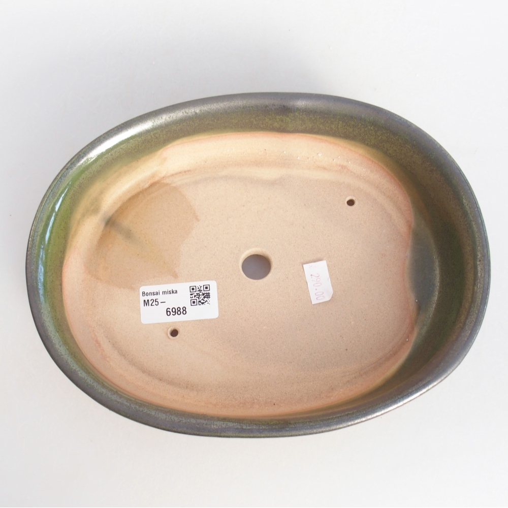 Keramická bonsajová miska 22 x 17 x 5 cm, zelená
