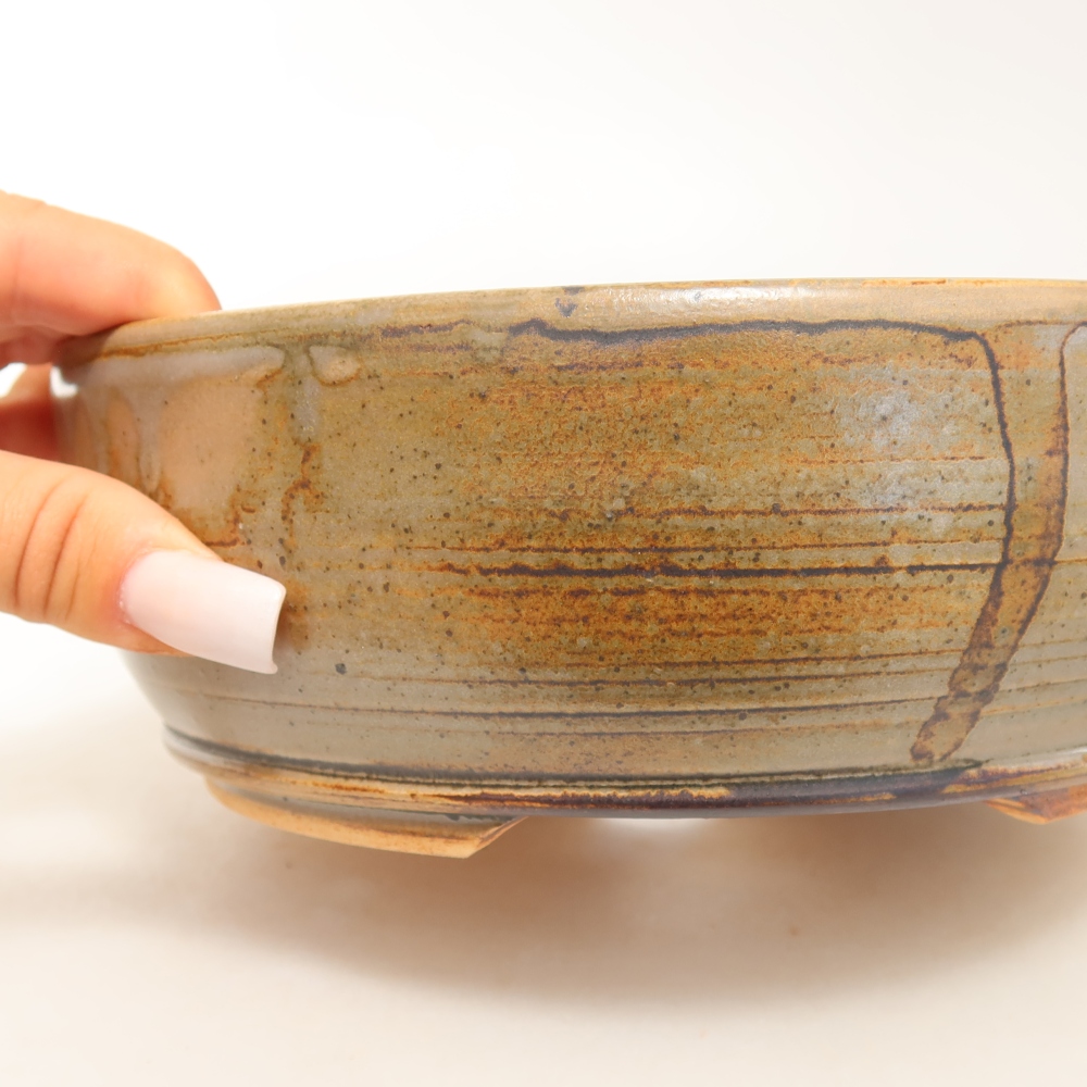 Keramická miska na bonsaje 19 x 19 x 7 cm, farba sivá