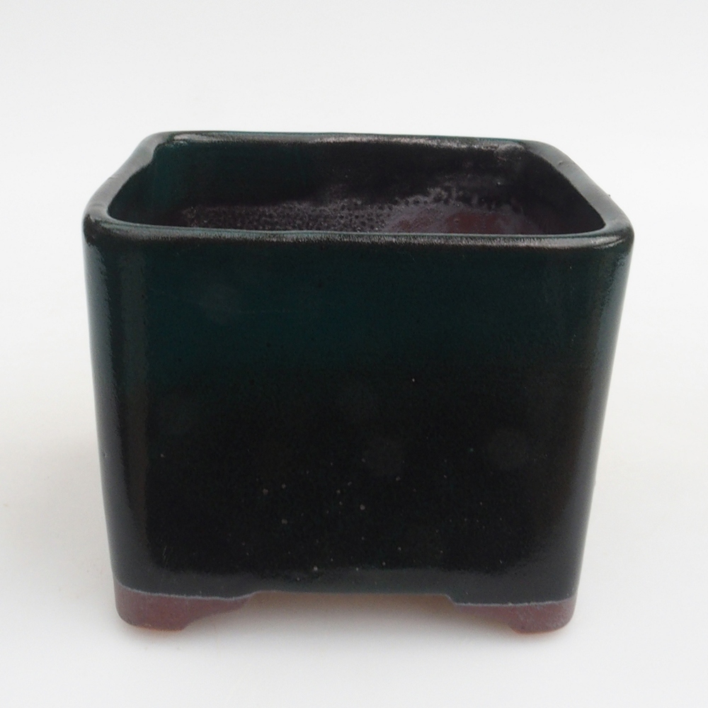 Keramická bonsai miska 10 x 10 x 8 cm, farba zelená