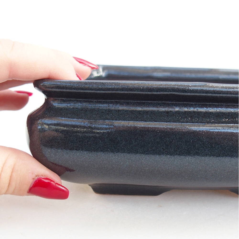 Keramická miska na bonsaje 15,5 x 15,5 x 6 cm, čierna