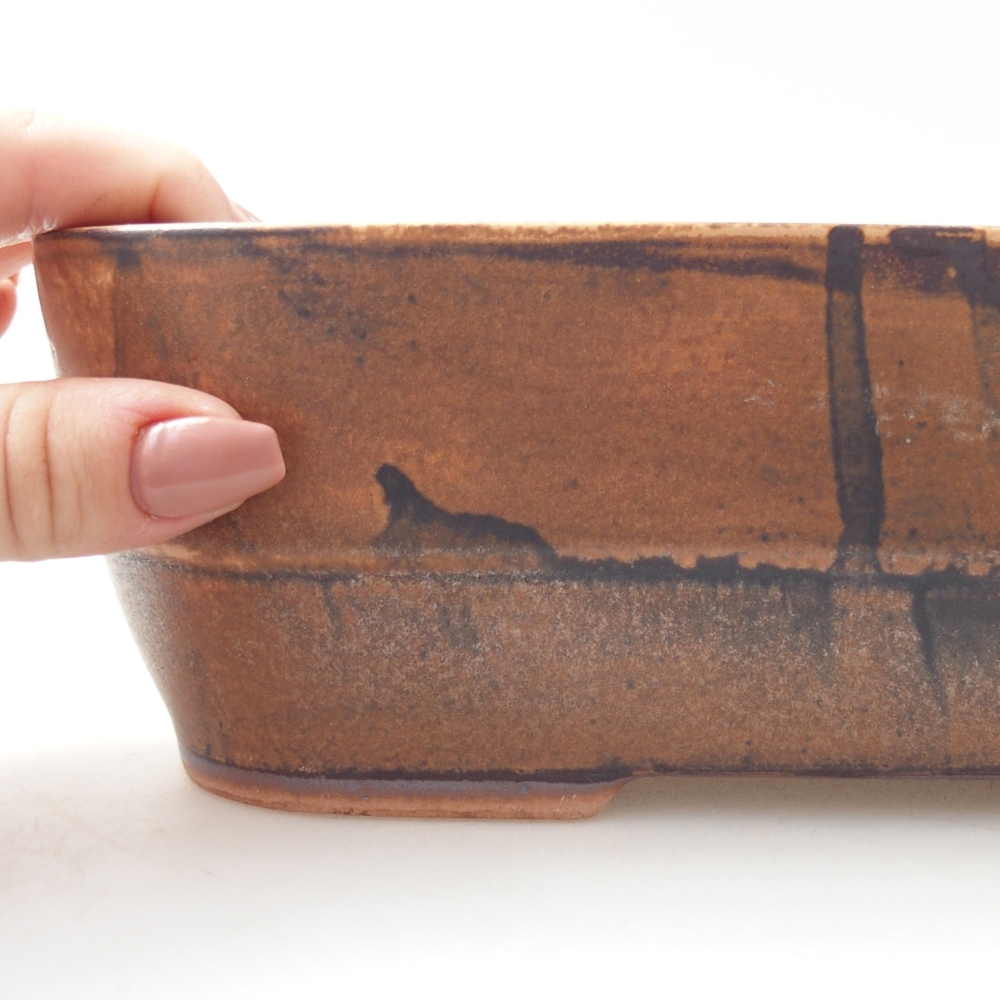 Keramická miska na bonsaje 28 x 20,5 x 7,5 cm, hnedá