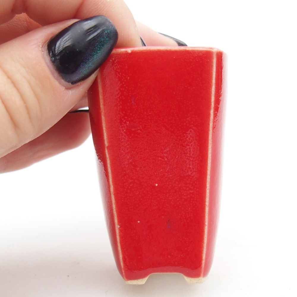 Mini bonsajová miska 3,5 x 3 x 5,5 cm, farba červená