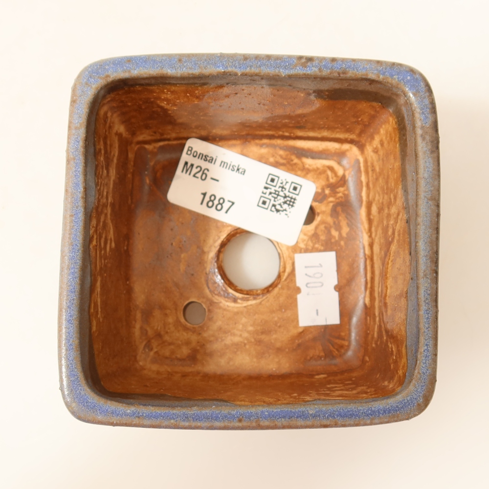 Keramická miska na bonsaje 8,5 x 8,5 x 5,5 cm, farba modrá