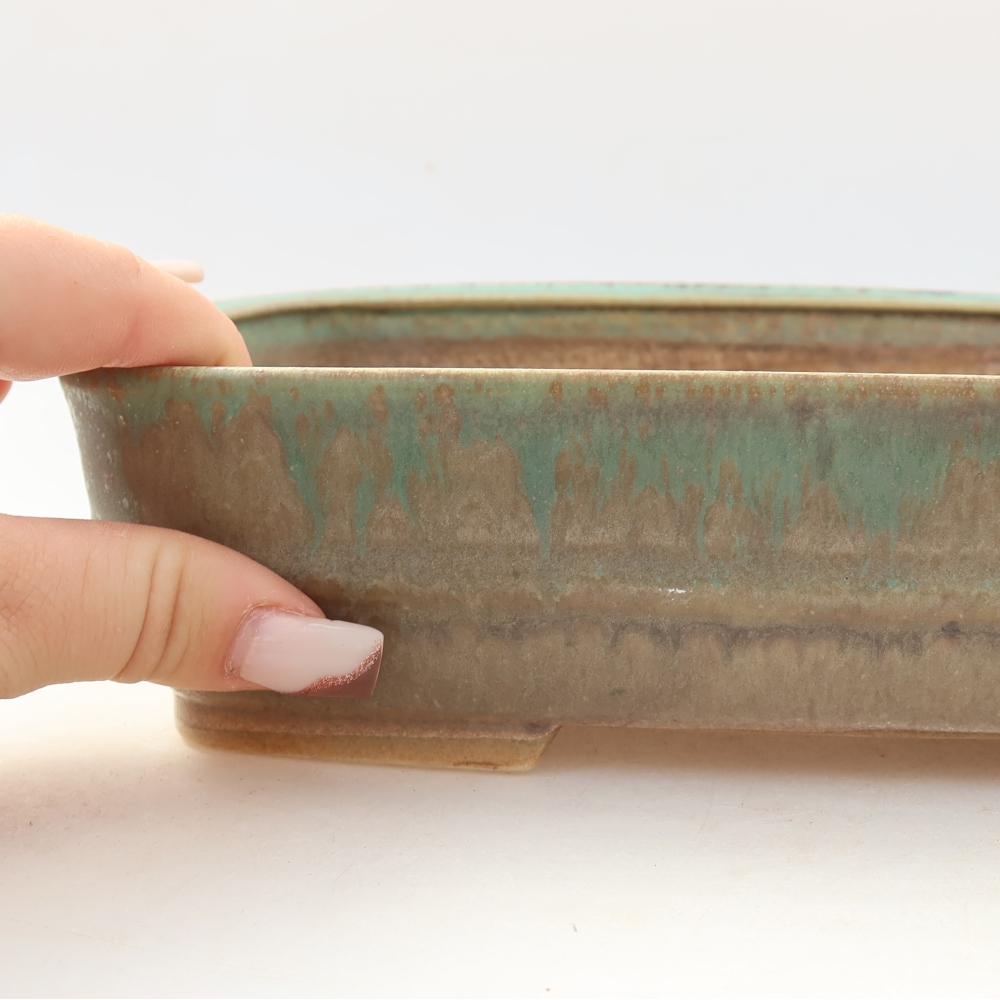 Keramická miska na bonsaje 22,5 x 18 x 6 cm, farba zelená