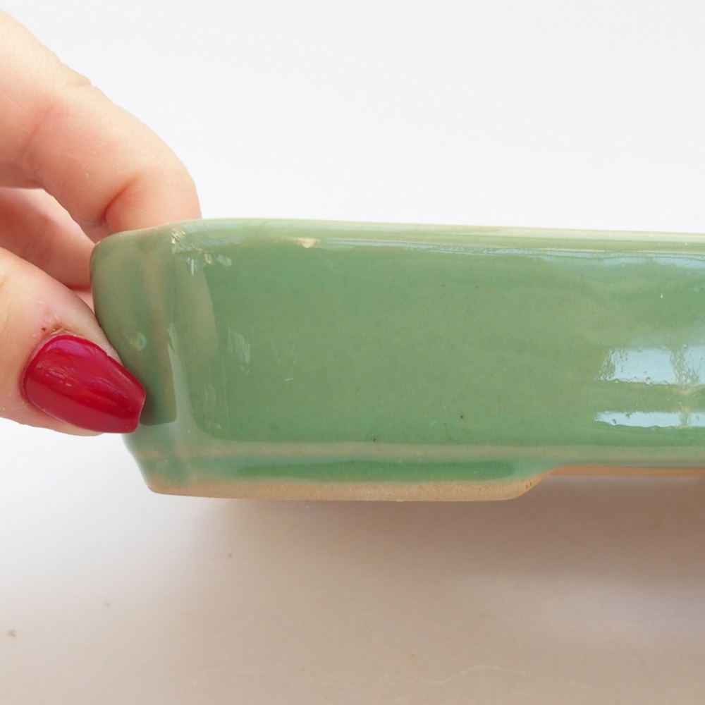 Keramická bonsajová miska 18,5 x 13,5 x 3,5 cm, zelená