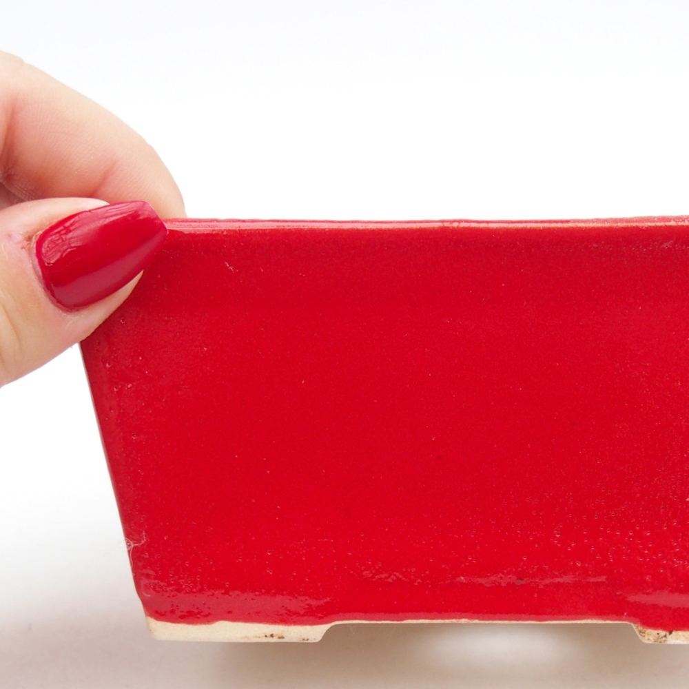 Keramická bonsajová miska 11,5 x 9,5 x 6 cm, farba červená