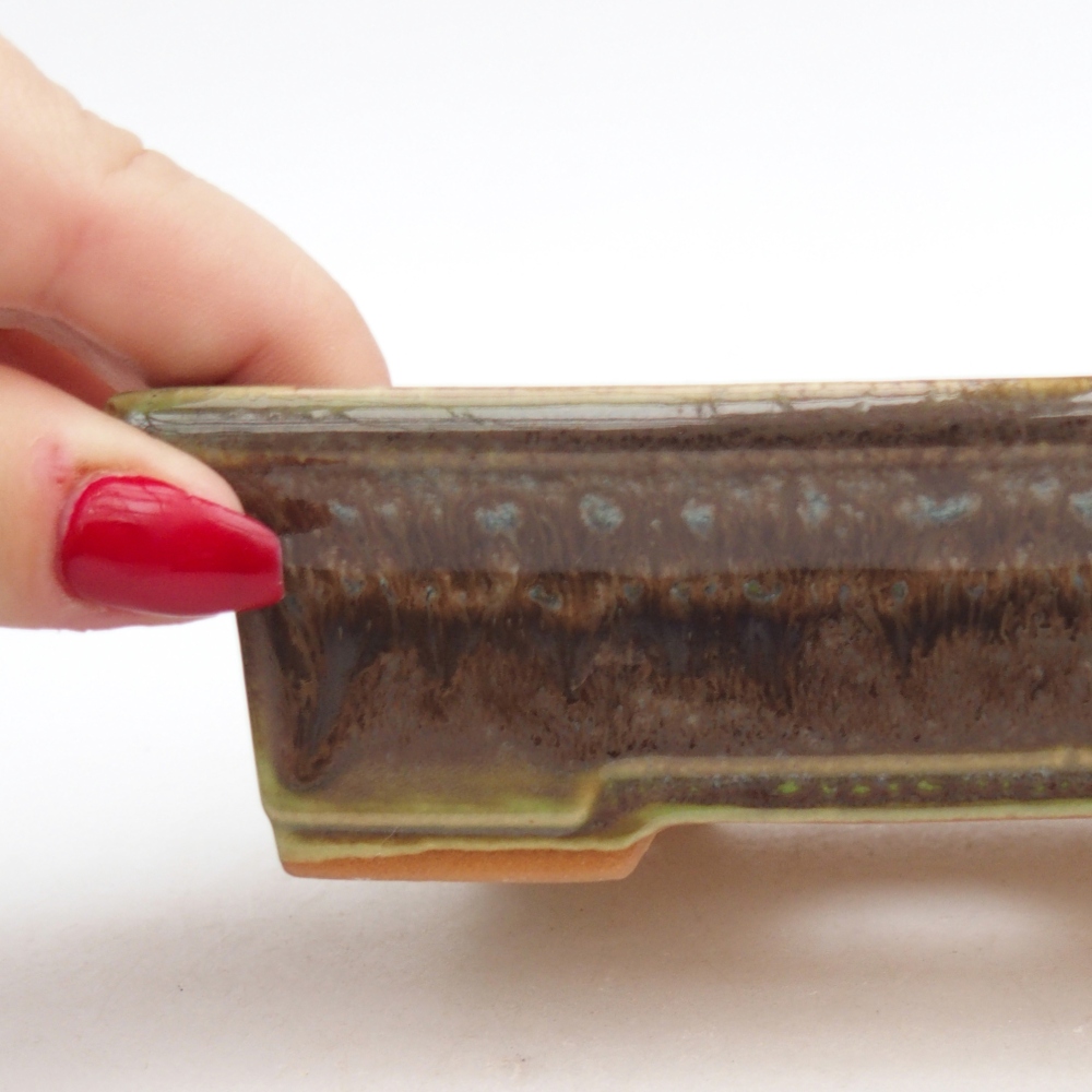 Keramická miska na bonsaje 13 x 10 x 4 cm, zelená