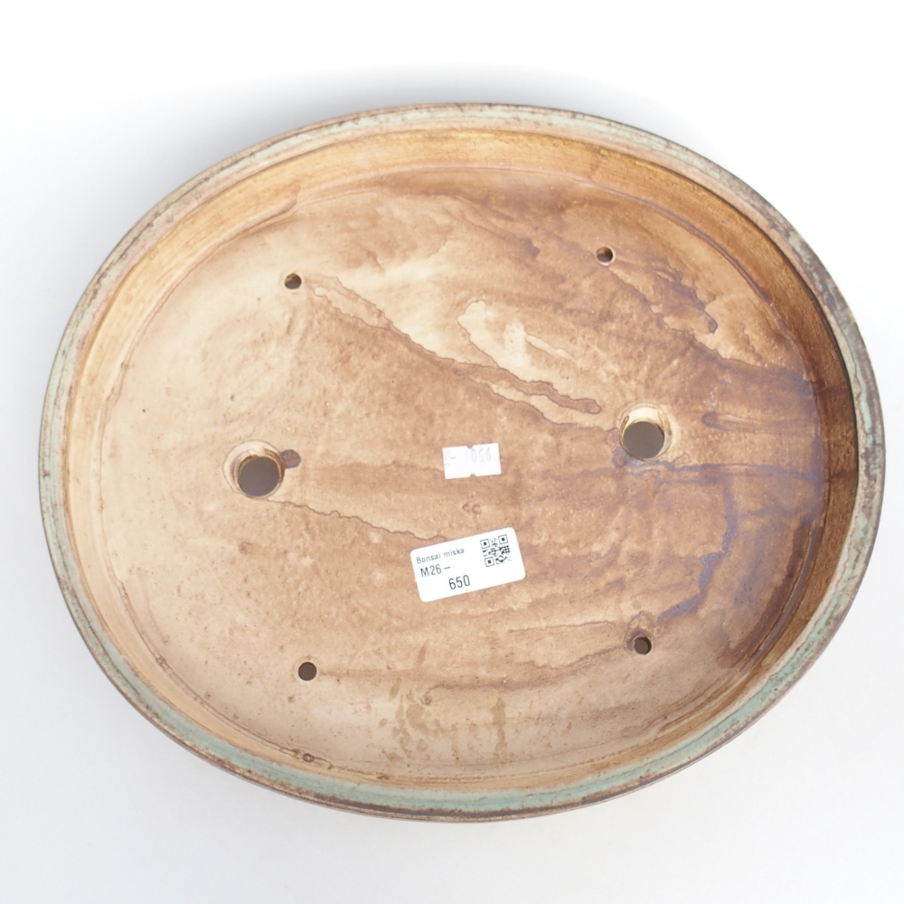 Keramická miska na bonsaje 31 x 27 x 4,5 cm, zelená