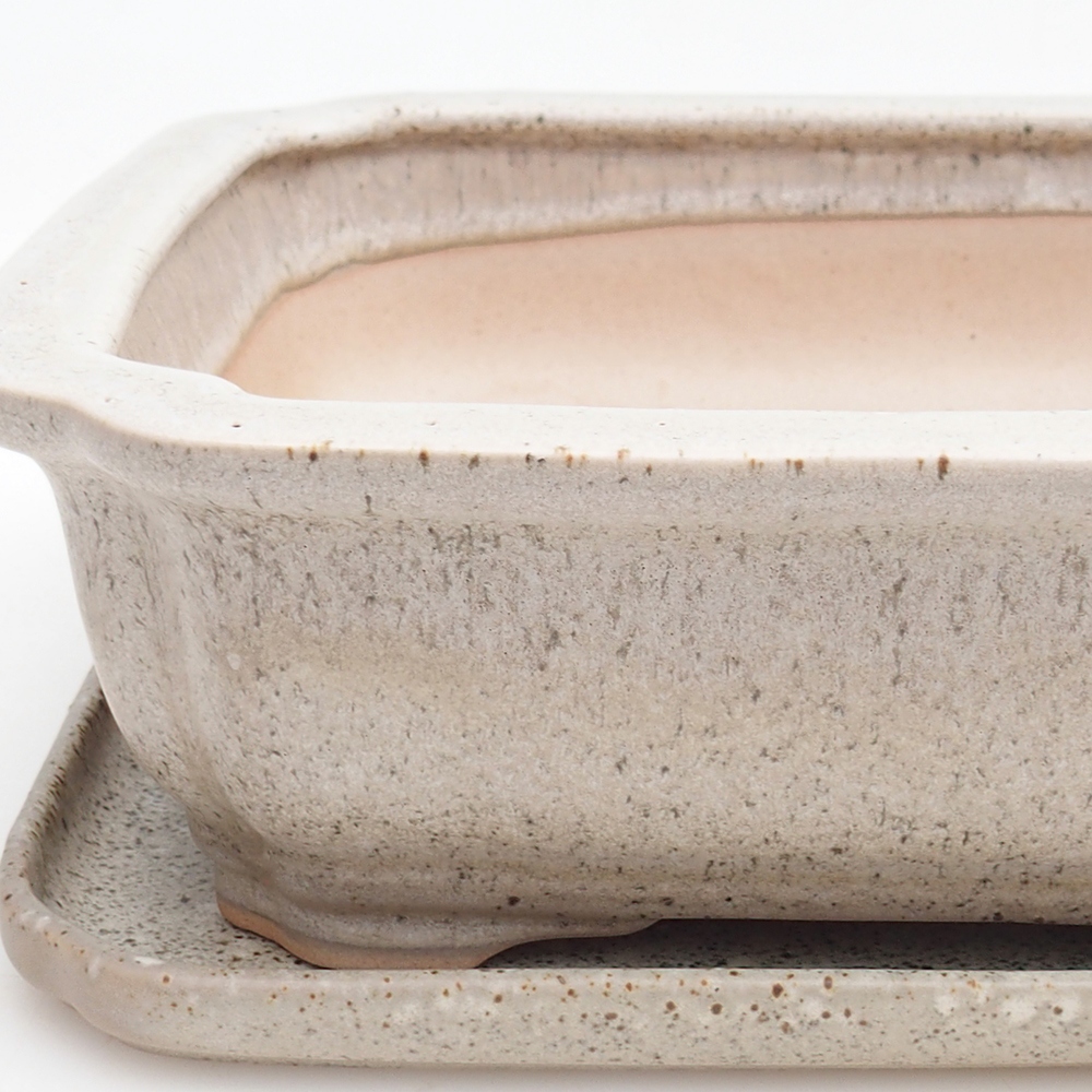 Miska na bonsaj + tanier H20 - 26,5 x 21,5 x 6,5 cm. - béžová