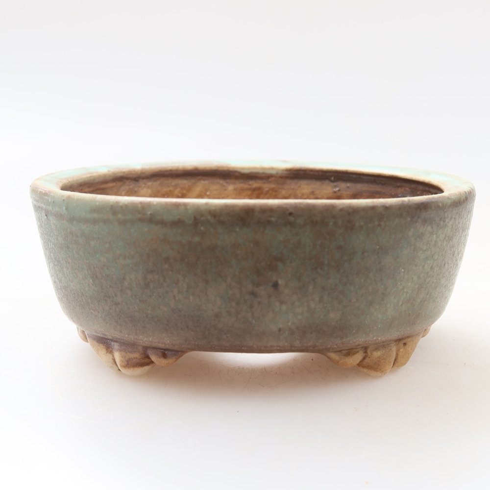 Keramická miska na bonsaje 9,5 x 8 x 4 cm, farba zelená