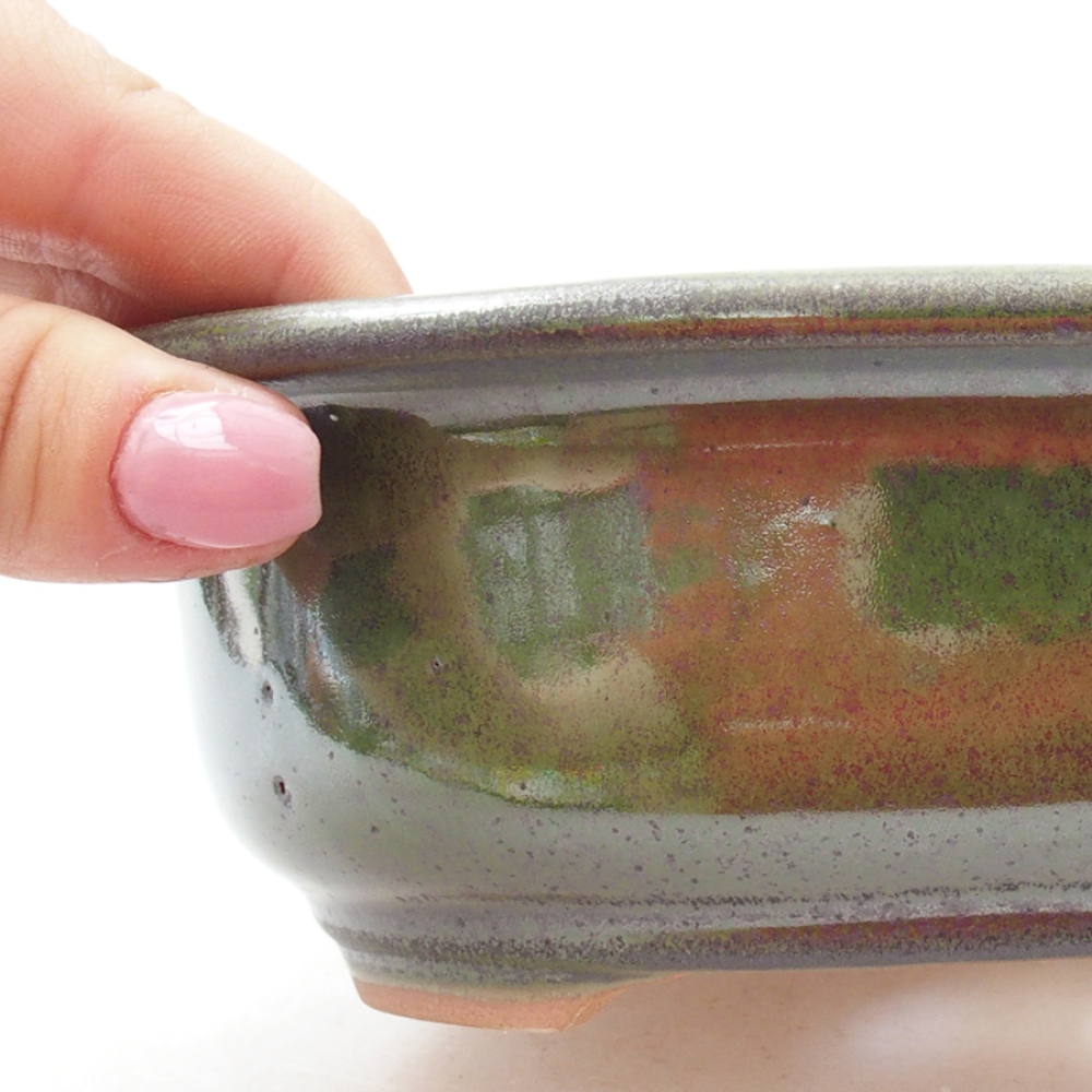 Keramická bonsai miska 18 x 14,5 x 6 cm, farba zelená