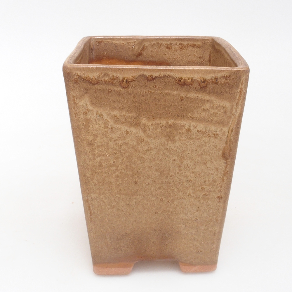 Keramická bonsai miska 9 x 9 x 12 cm, farba hnedá