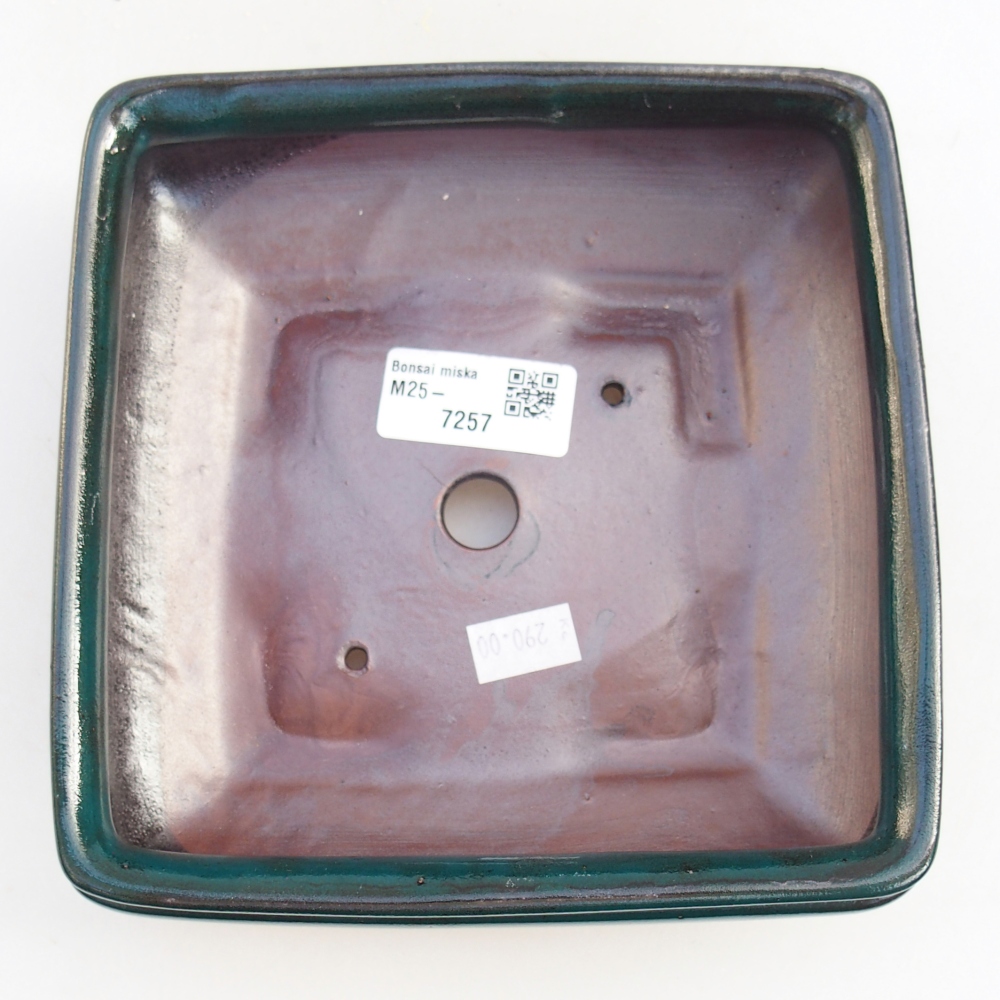 Keramická miska na bonsaje 15,5 x 15,5 x 6 cm, zelená