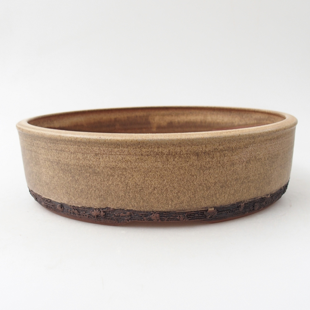 Keramická bonsai miska 24,5 x 24,5 x 6,5  cm, farba béžová