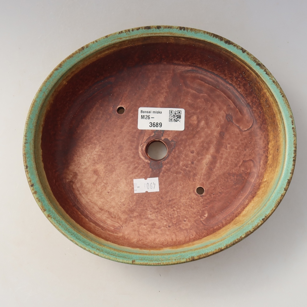 Keramická miska na bonsaje 21 x 19 x 5 cm, farba zelená