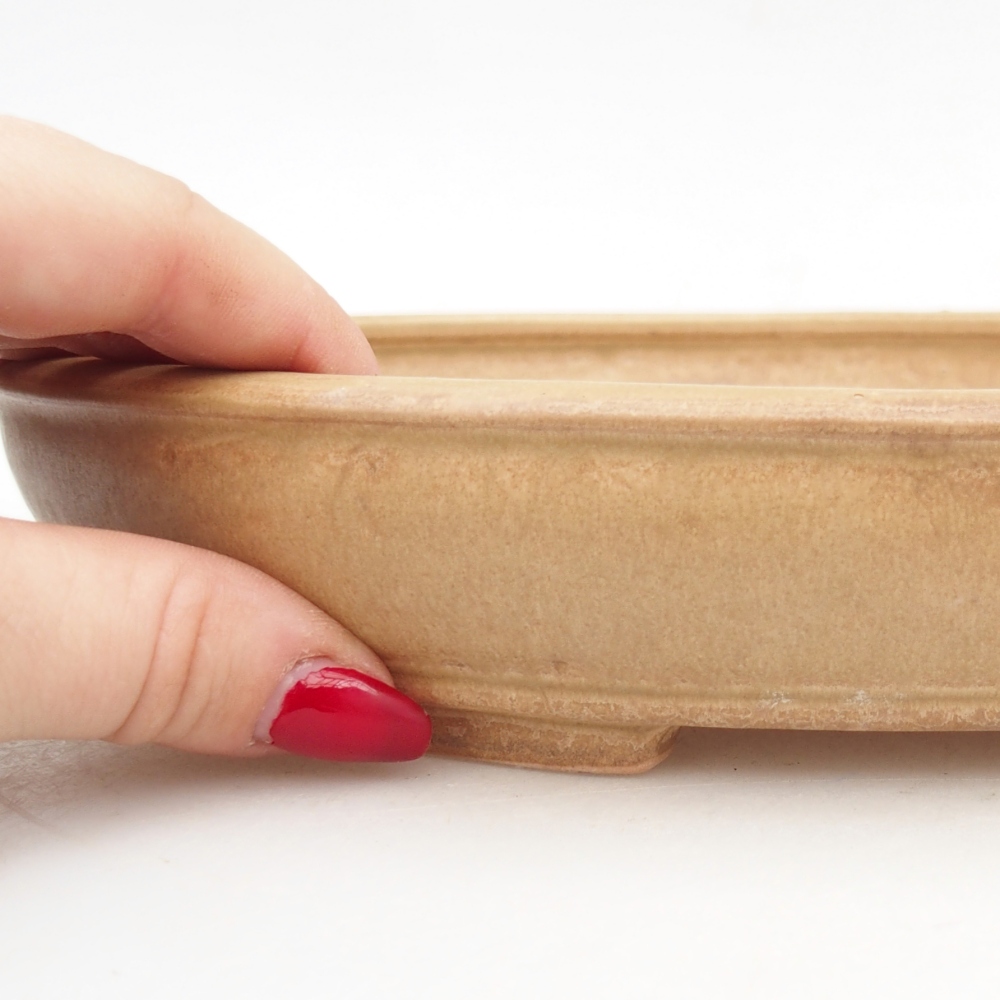 Keramická miska na bonsaje 24,5 x 20 x 4 cm, farba béžová