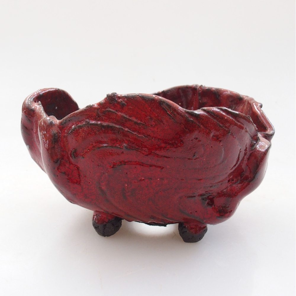 Keramická Škrupina 9,5 x 8 x 5 cm , farba červená