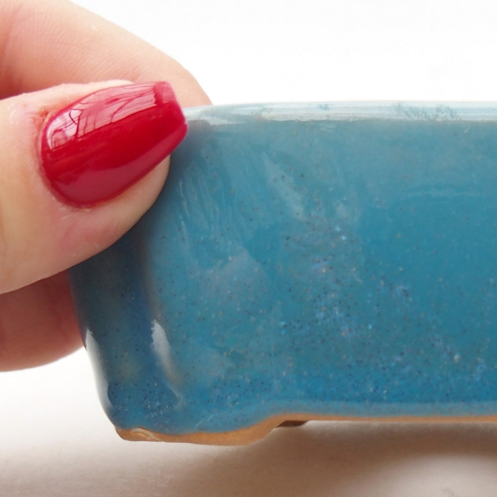 Keramická miska na bonsaje 10,5 x 8 x 3,5 cm, farba modrá