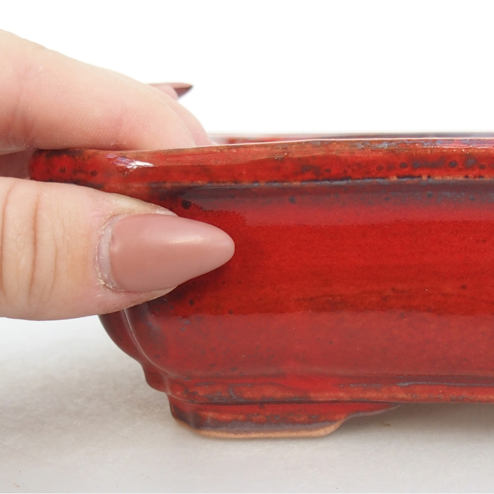 Keramická bonsajová miska 18 x 13,5 x 5 cm, farba červená