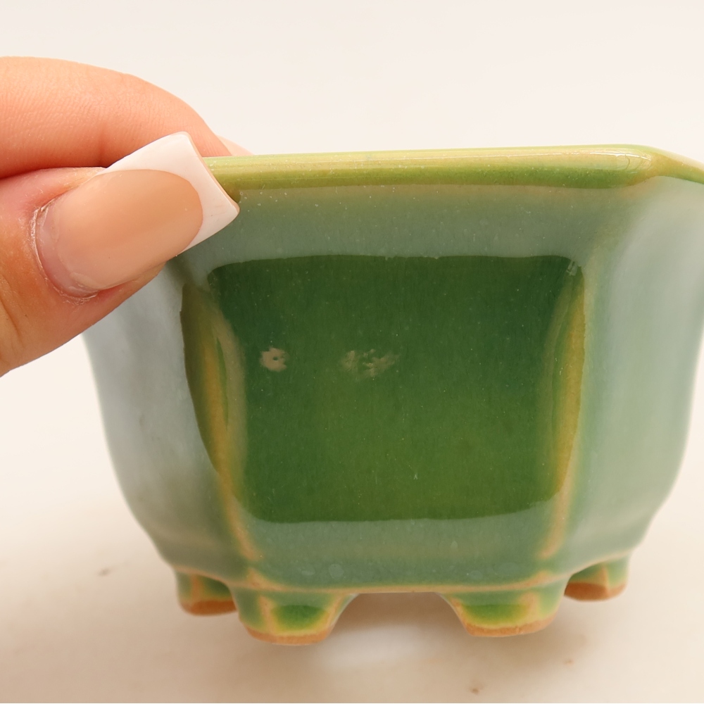 Keramická miska na bonsai 10,5 x 9,5 x 5,5 cm, farba zelená
