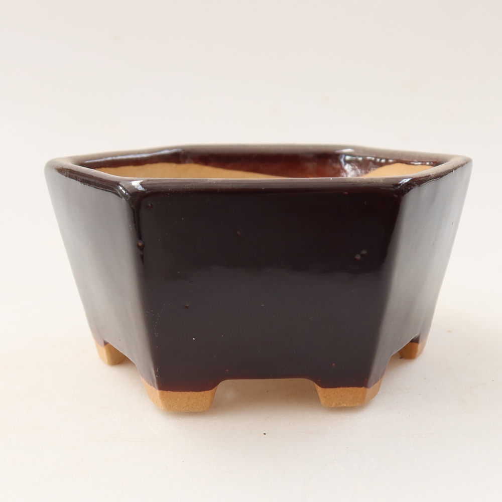 Keramická miska na bonsaje 10 x 9 x 5 cm, hnedá