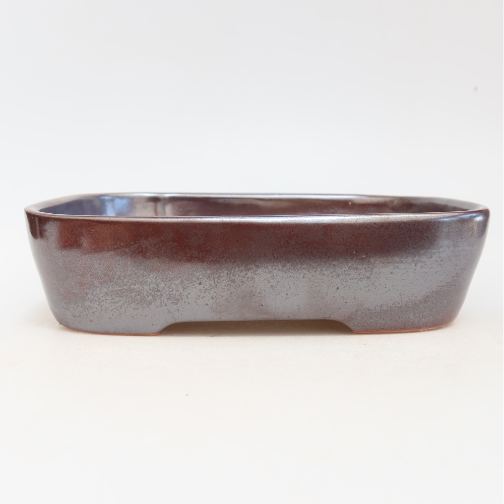 Keramická miska na bonsaje 23 x 18 x 5,5 cm, farba vínová