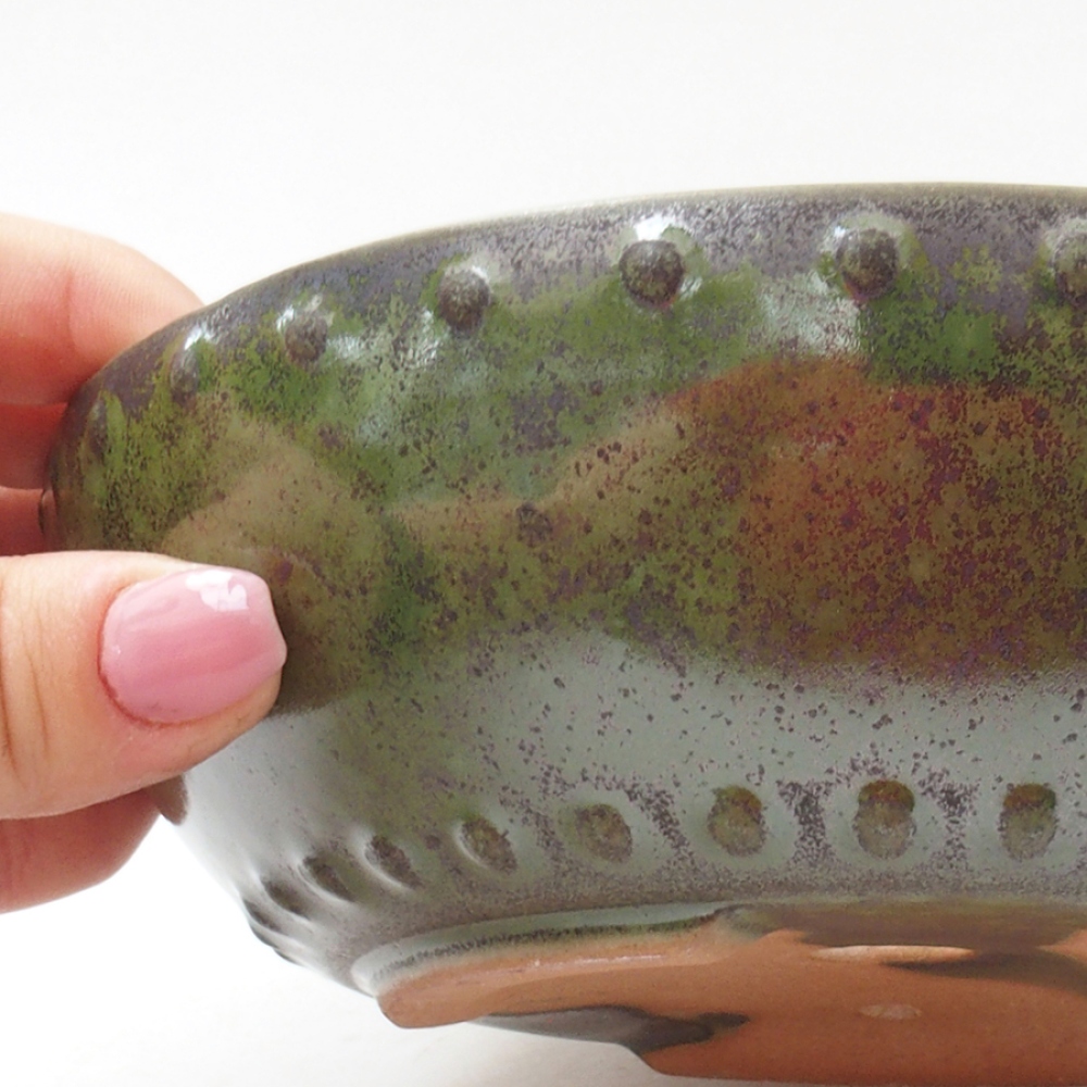 Keramická bonsai miska 17,5 x 17,5 x 5 cm, farba zelená