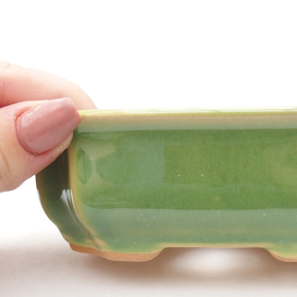 Keramická miska na bonsaje 11,5 x 8,5 x 4 cm, zelená