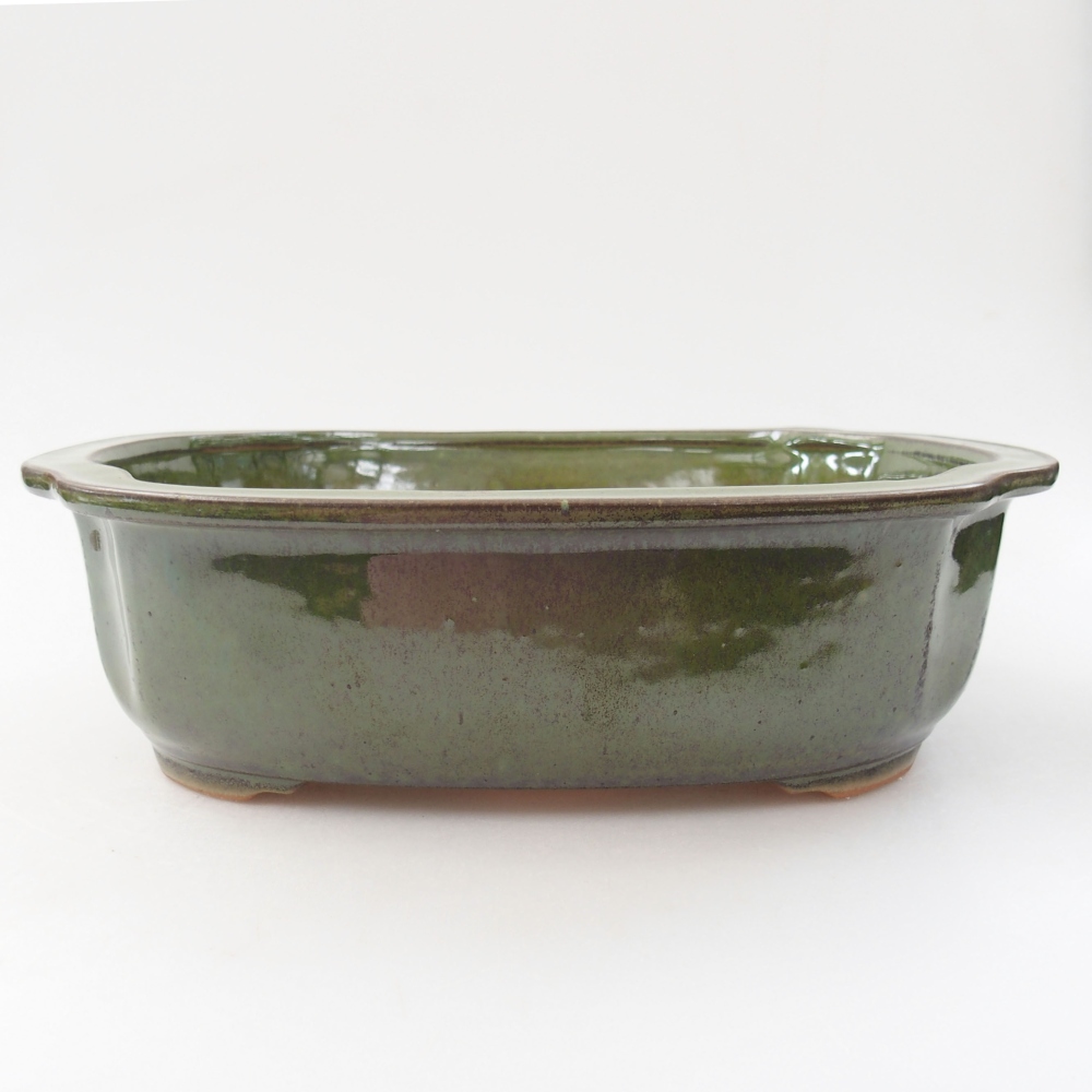 Keramická bonsai miska 24,5 x 21 x 7 cm, farba zelená