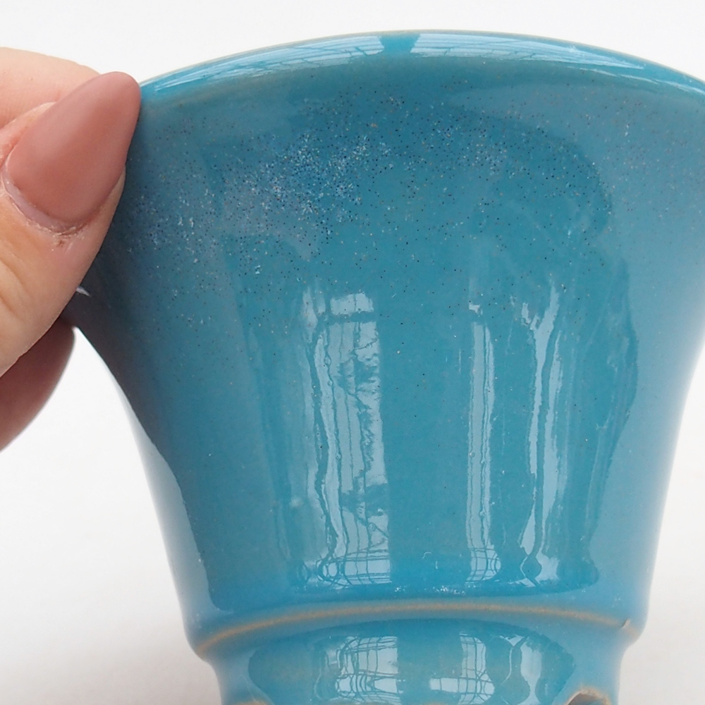 Keramická miska na bonsaje 10,5 x 10,5 x 7 cm, farba modrá