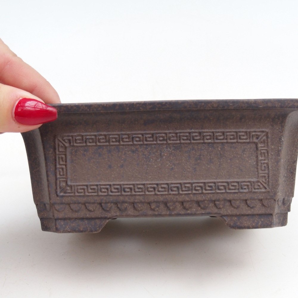 Keramická miska na bonsaje 15,5 x 10,5 x 6 cm, hnedastá okrová