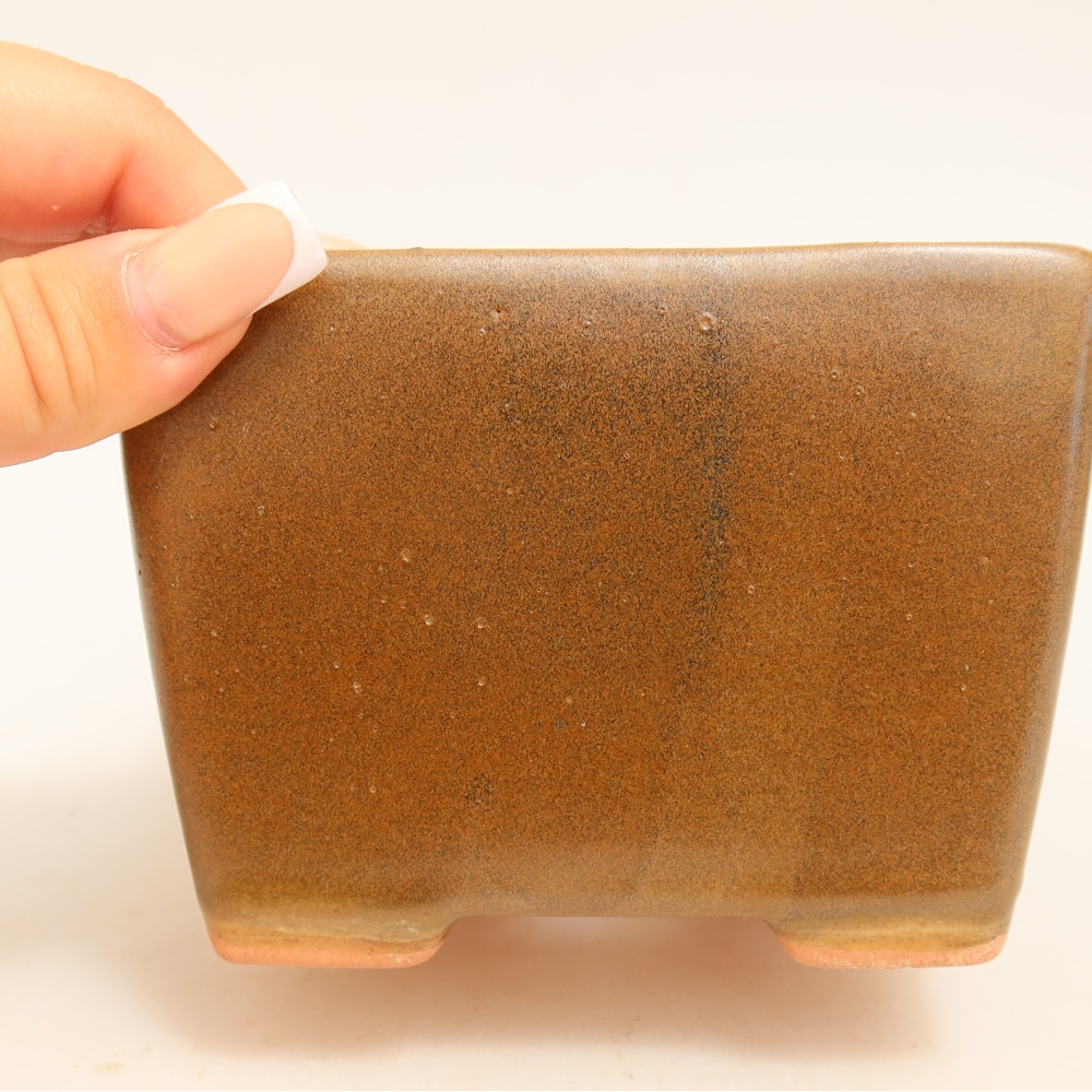 Keramická miska na bonsaje 11 x 11 x 8,5 cm, farba hnedá
