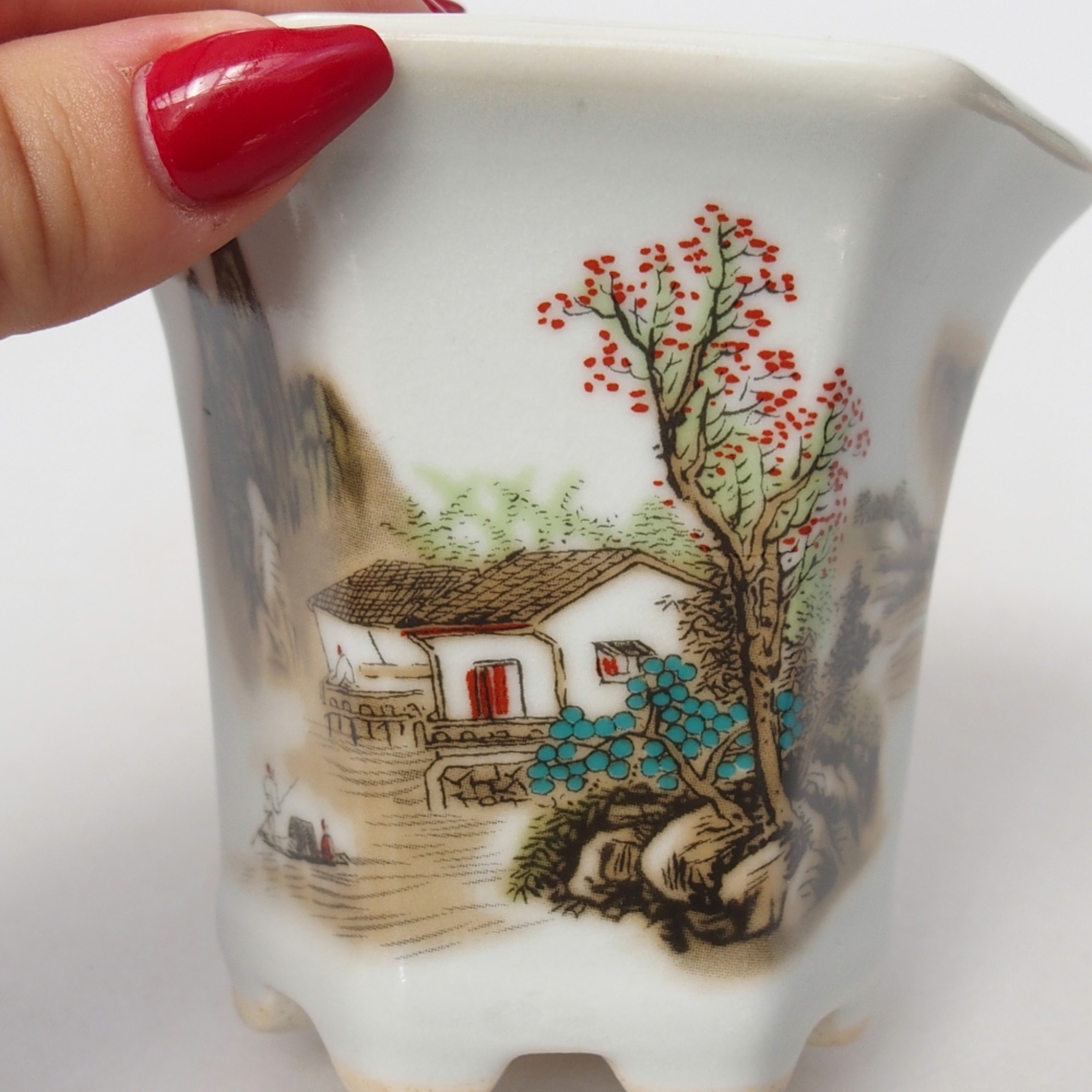 Keramická miska na bonsaje 10 x 9 x 9 cm, farba biela