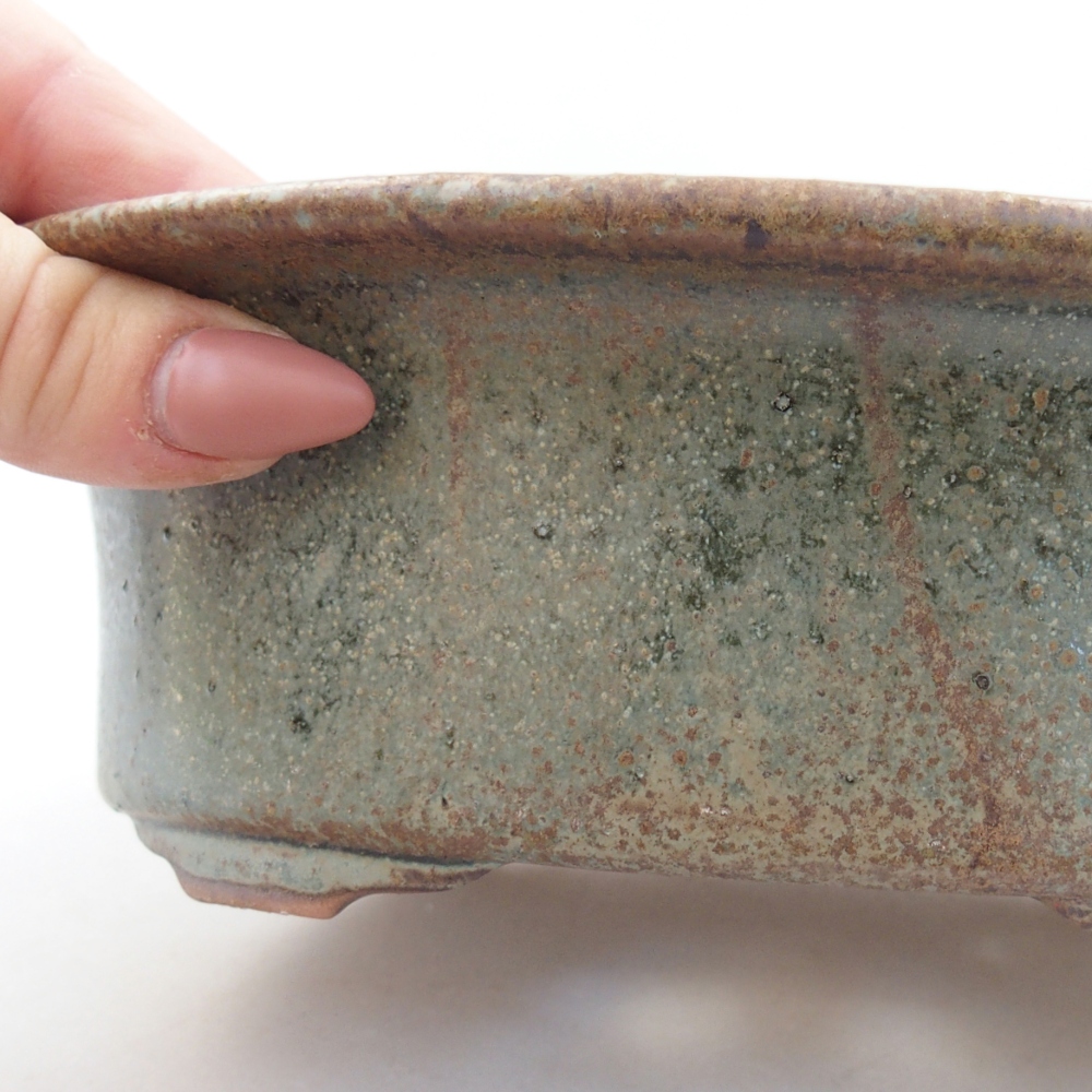 Keramická bonsajová miska 19,5 x 15,5 x 6,5 cm, zelená