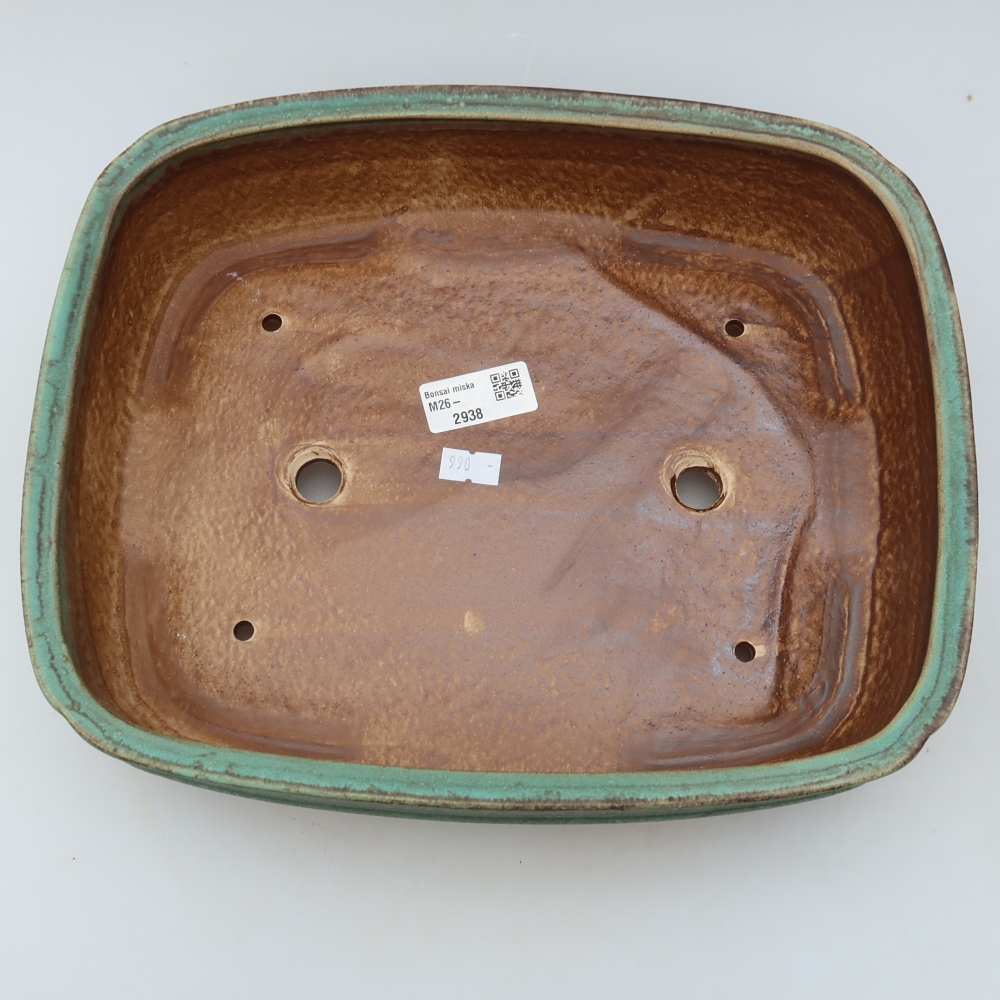 Keramická miska na bonsaje 29,5 x 24,5 x 7 cm, farba zelená
