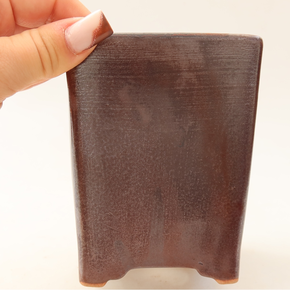 Keramická miska na bonsaje 9 x 9 x 11,5 cm, farba hnedá