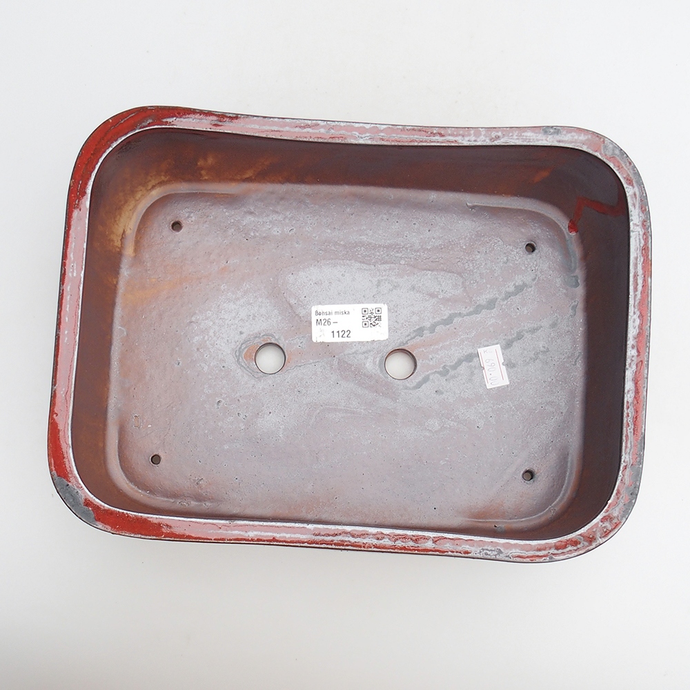 Keramická bonsajová miska 27,5 x 20 x 7 cm, farba červená