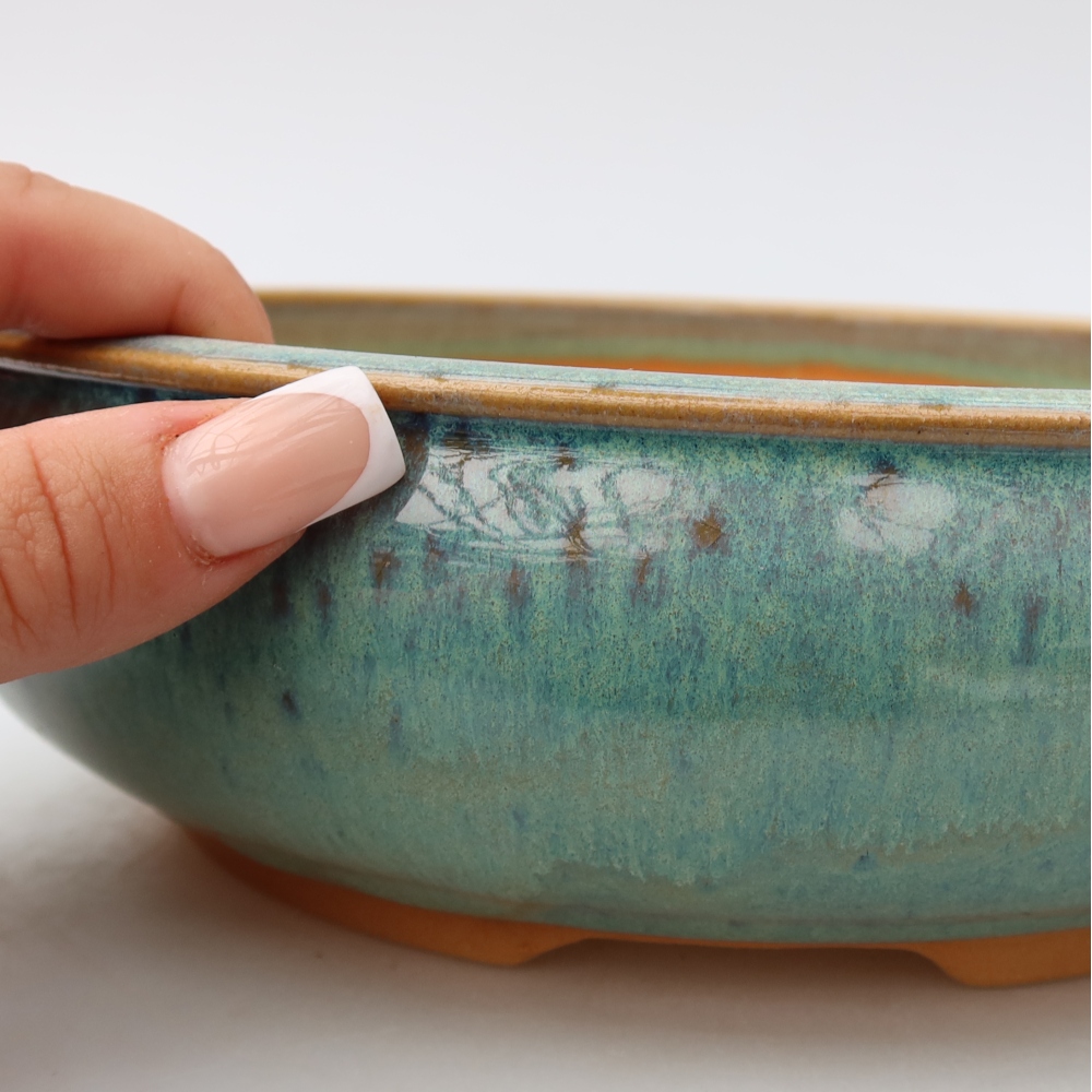 Keramická miska na bonsaje 22,5 x 22,5 x 7 cm, zelená