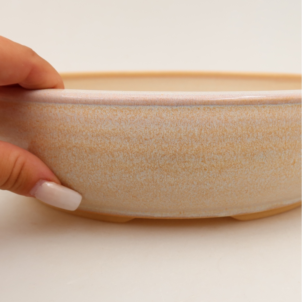 Keramická miska na bonsaje 27 x 27 x 6,5 cm, farba béžová