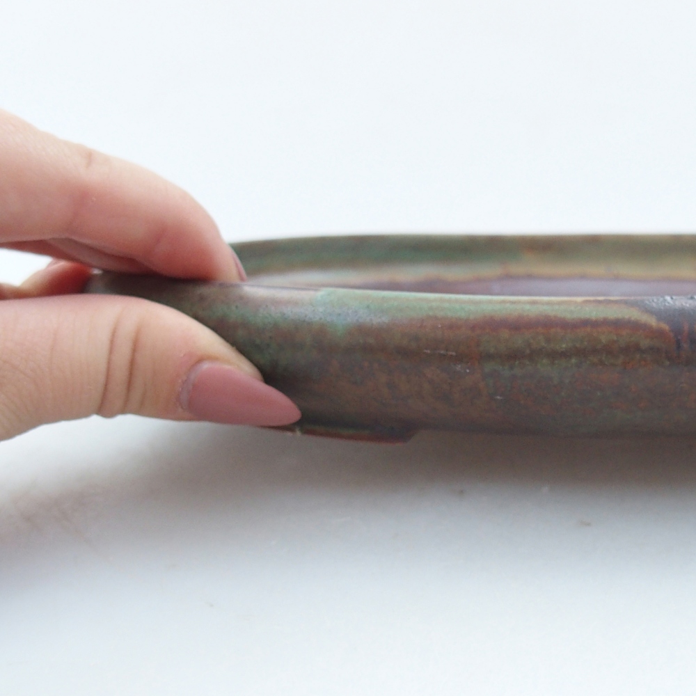 Keramická bonsajová miska 22,5 x 16,5 x 3 cm, zelená