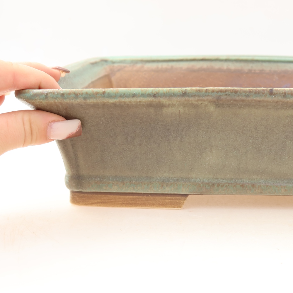 Keramická miska na bonsaje 29,5 x 24,5 x 8 cm, farba zelená